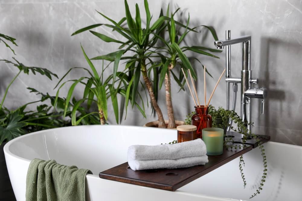 bathroom with plants