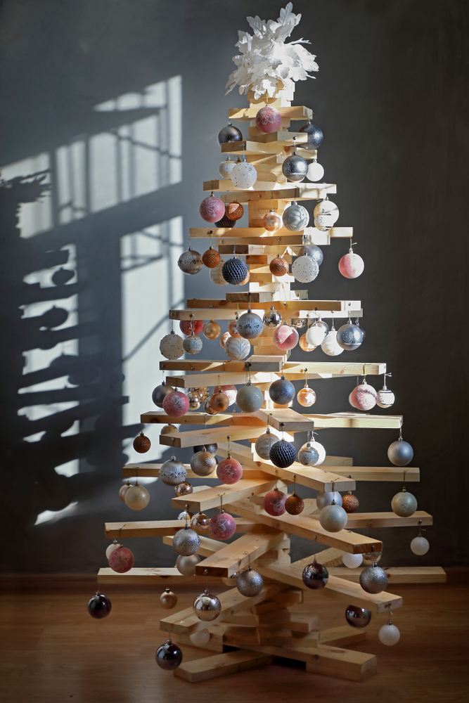 eco-friendly creative Christmas tree made of boards