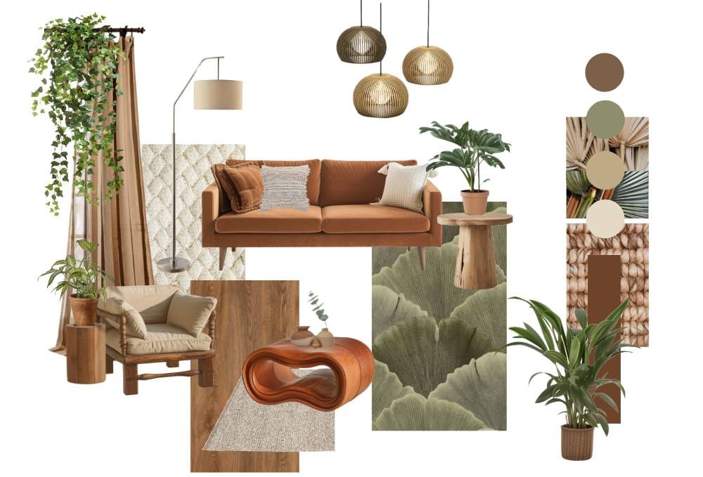 warm boho mood board